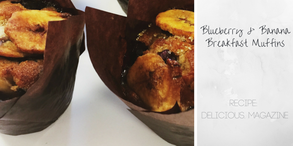 delicious magazine's breakfast blueberry and banana muffins